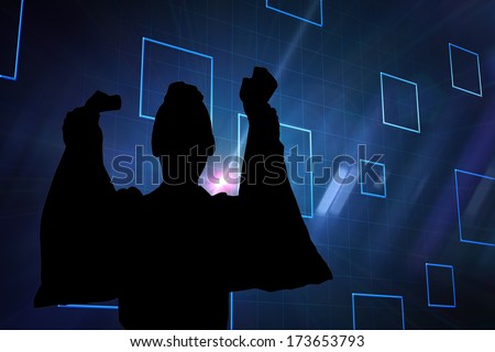 Black background with blue squares against black background with blue squares