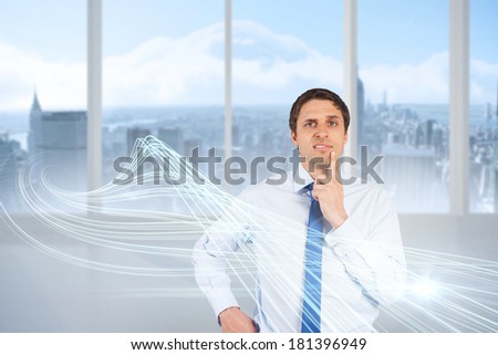 Digital composite of confused businessman
