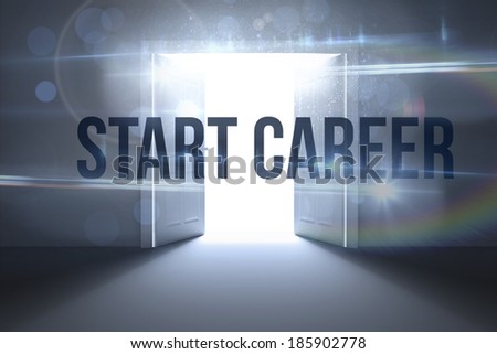 The word start career against doors opening revealing light
