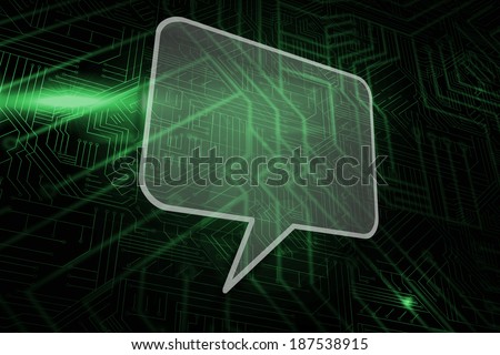 Speech bubble against green and black circuit board