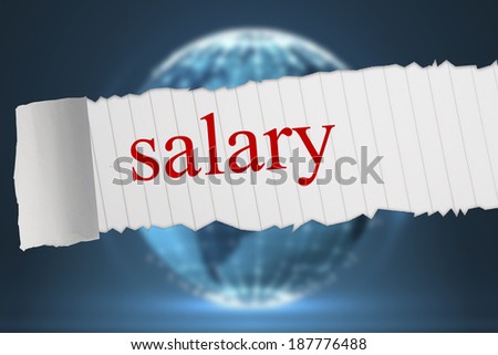 The word salary against glowing sphere on black background