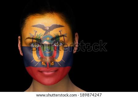 Composite image of ecuador football fan in face paint against black