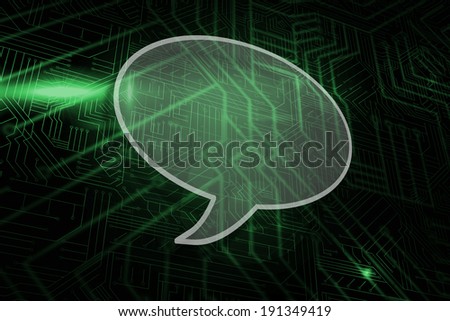 Speech bubble against green and black circuit board