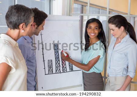 Business people working on graph for presentation in the office