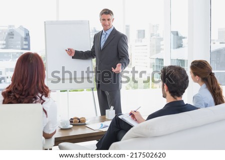 Businessman giving a presentation to co-workers