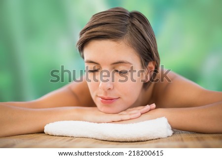 Close up of a beautiful young woman on massage table at health farm