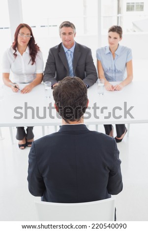 Businessman in a work interview with employers