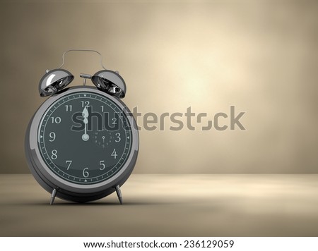 Alarm clock counting down to twelve against grey room