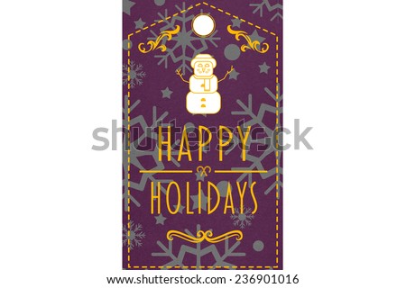 Happy holidays banner against snowflake wallpaper pattern