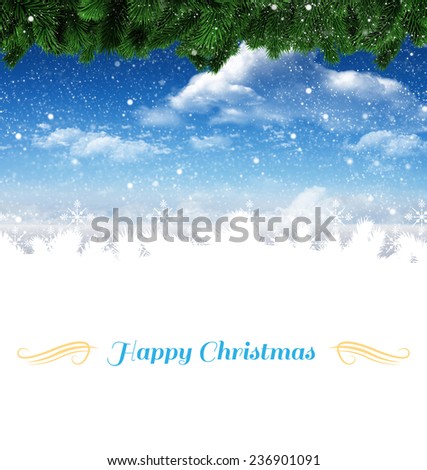 Christmas greeting card border against christmas scene