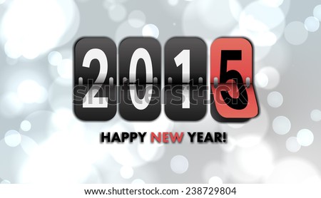 Happy new year 2015 against white glowing dots on grey