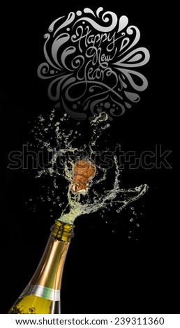 Elegant happy new year against champagne popping