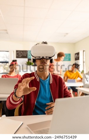 Similar – Image, Stock Photo Boy exploring cyberspace in VR glasses