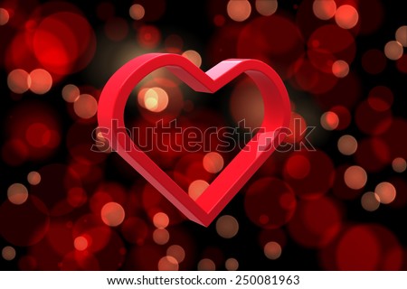 Red love heart against red glowing dots on black