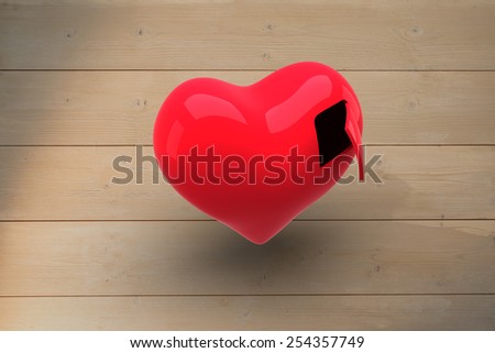 Heart with open door against bleached wooden planks background