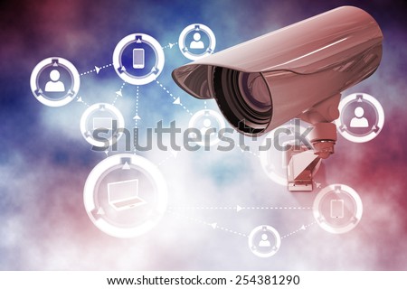 CCTV camera against online community background