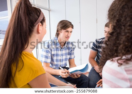 Group of college students in conversation