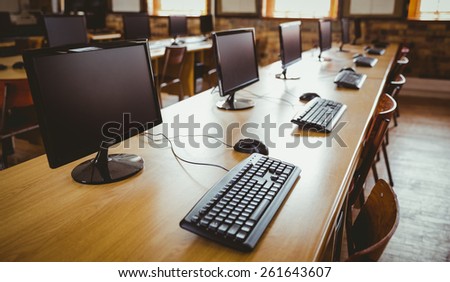 Empty computer room at the elementary school