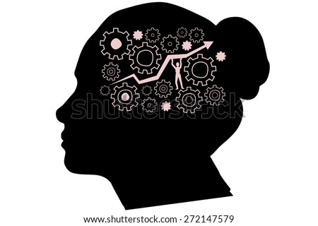 Cogs and wheels graphic against silhouette of head