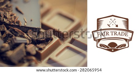 Fair Trade graphic against chocolate