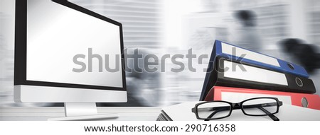 Computer screen against business people in office at presentation