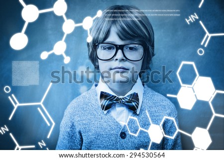 Science graphic against portrait of cute little boy