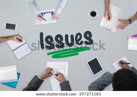 The word issues against business meeting