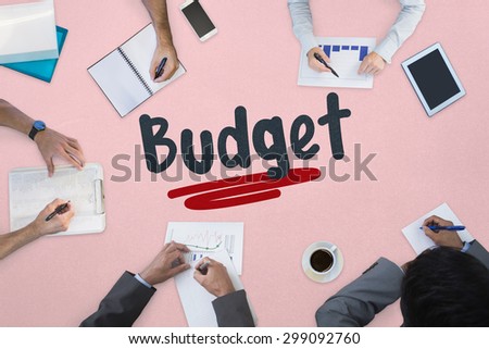 The word budget against business meeting