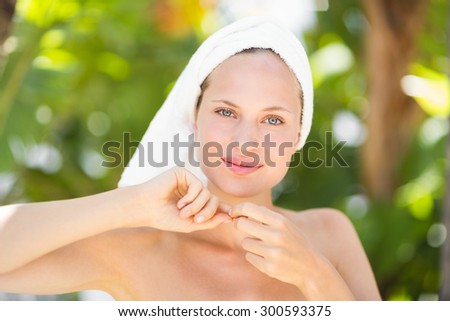 a woman preparing herself for spa day in an health farm