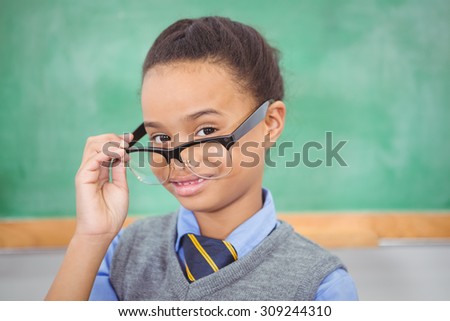 Smart student looking at the camera at the elementary school