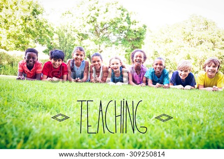 The word teaching against happy friends in the park