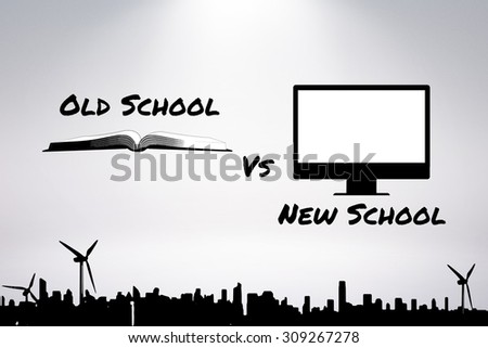 old school vs new school against grey background
