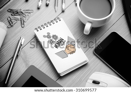 human resources doodle against notepad on desk