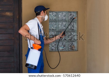 A man doing some spray painting on his home