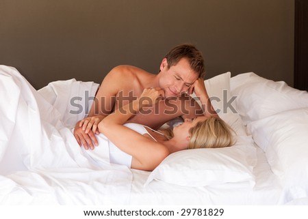 Young couple relaxing with each other