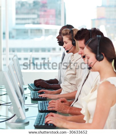Team working in a call centre