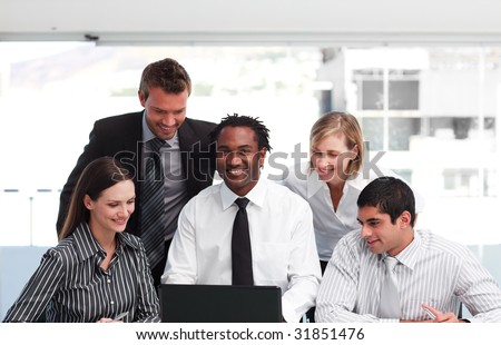 Multi-ethnic business team working in an office