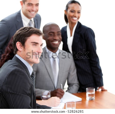 Confident multi-ethnic business people in a meeting. Business concept.