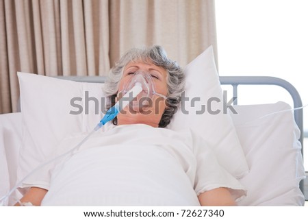 Senior woman with her respirator