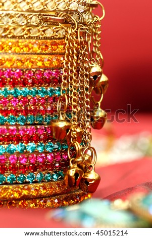 Close up of colourful Indian Bangles. - stock photo