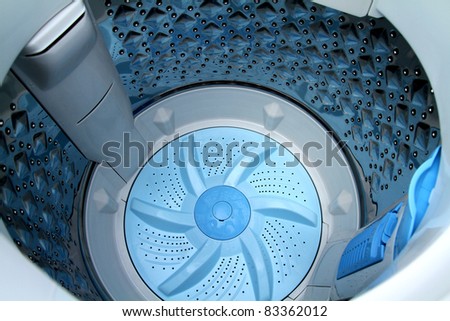 Close up view of inside the washing machine.