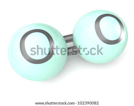 O2 Molecule 3d Model On The White Background Stock Photo 102390082 ...