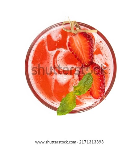 Similar – Image, Stock Photo Cool lemonade with juicy nectarine in glass and yellow drinking straw on a white tray full of ice cubes