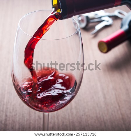Poured wine drink in glass