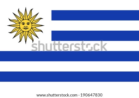 Flag of Uruguay. Vector. Accurate dimensions, elements proportions and colors.