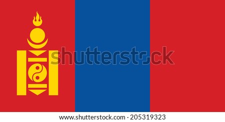 Flag of Mongolia. Vector. Accurate dimensions, element proportions and colors.