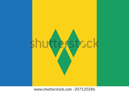 Flag of Saint Vincent and the Grenadines. Vector.Accurate dimensions, element proportions and colors.