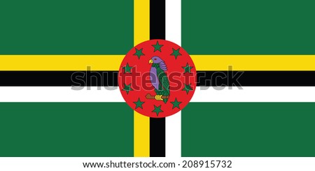 Flag of Dominica. Vector. Accurate dimensions, element proportions and colors.