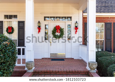 Similar – Image, Stock Photo Green door with ornamental windows