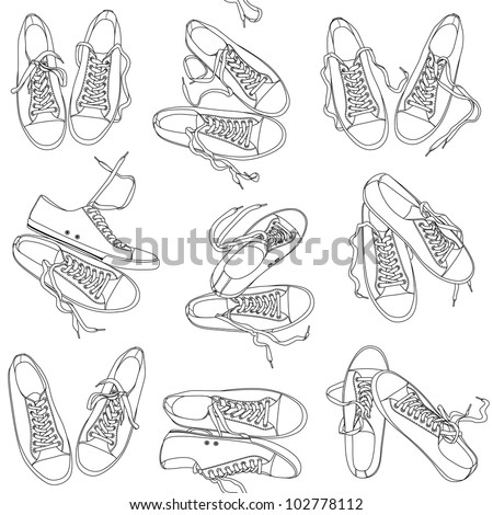 Converse Shoes Black And White Pattern Stock Vector Illustration ...